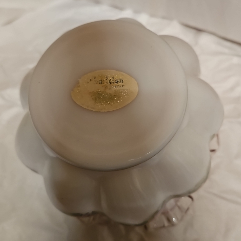 Fenton Charleton Rose Peach Crest Melon Ruffled Rim Vase - Picture 6 of 8